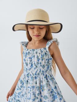 John Lewis Kids' Straw Rim Hat, Natural/Black, Natural