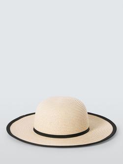John Lewis Kids' Straw Rim Hat, Natural/Black - view 2, Natural