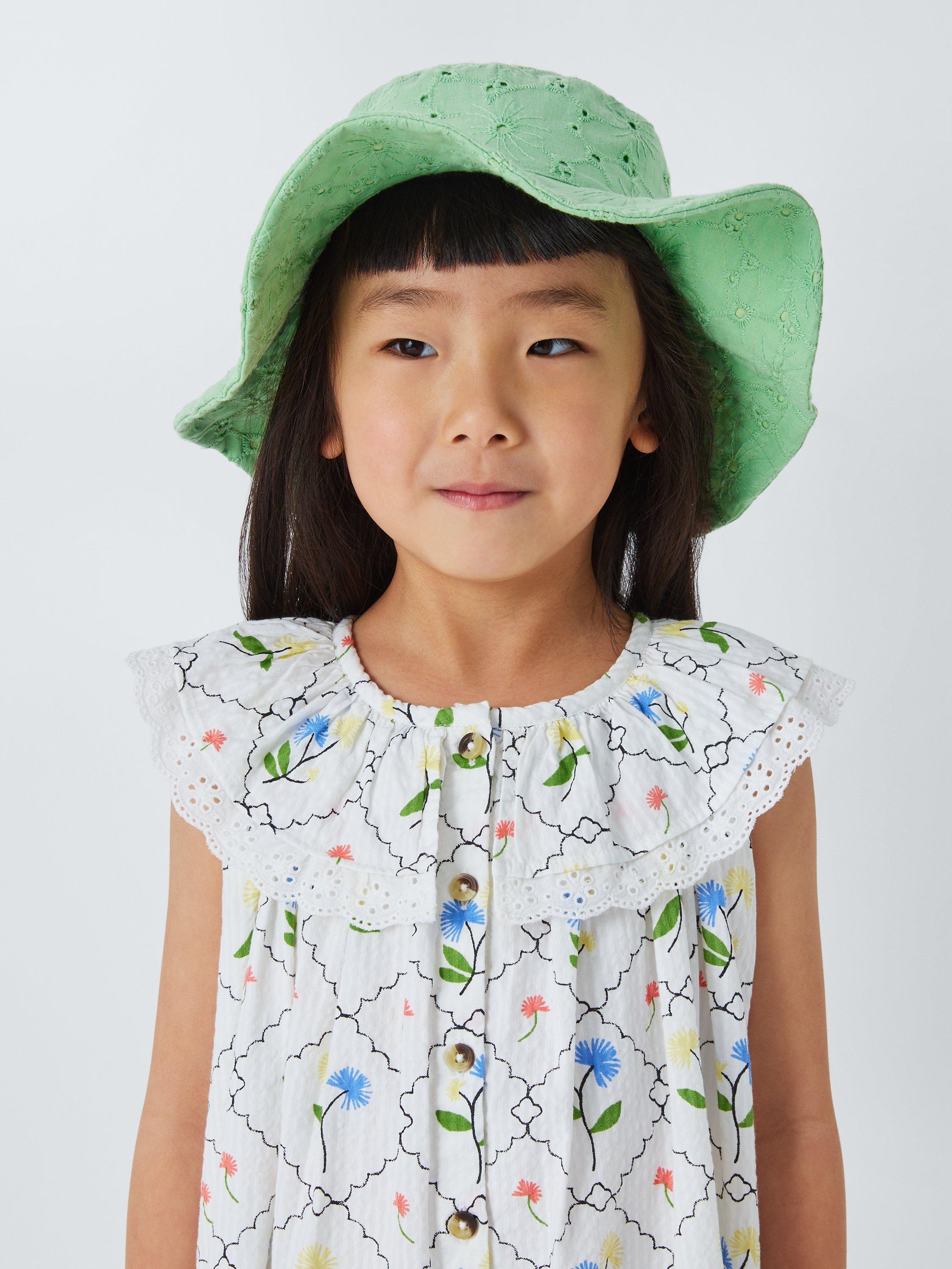 Product image 3 of 4, which shows John Lewis Kids' Broderie Floppy Hat, Green, 9-12 years