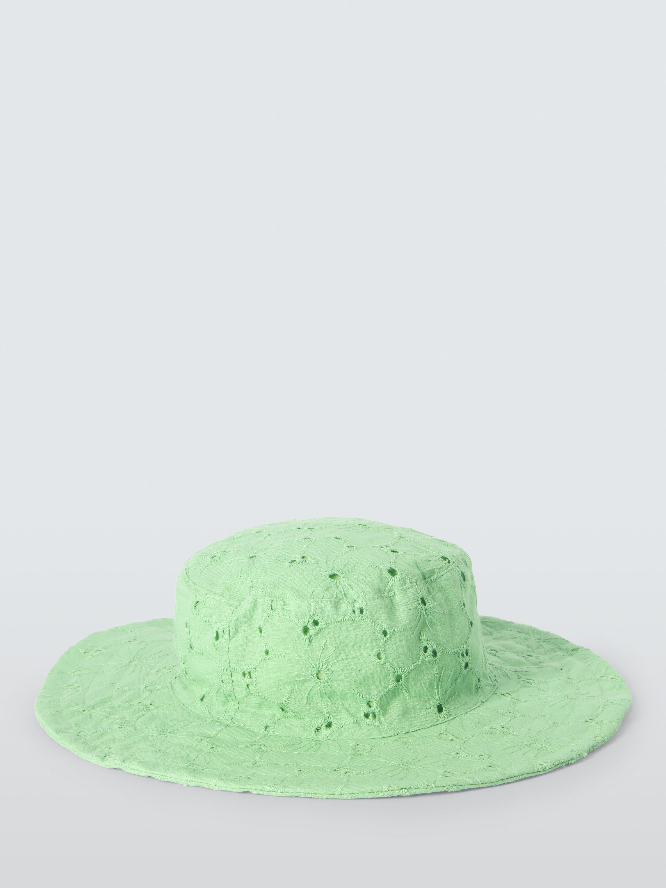 Product image 2 of 4, which shows John Lewis Kids' Broderie Floppy Hat, Green, 9-12 years