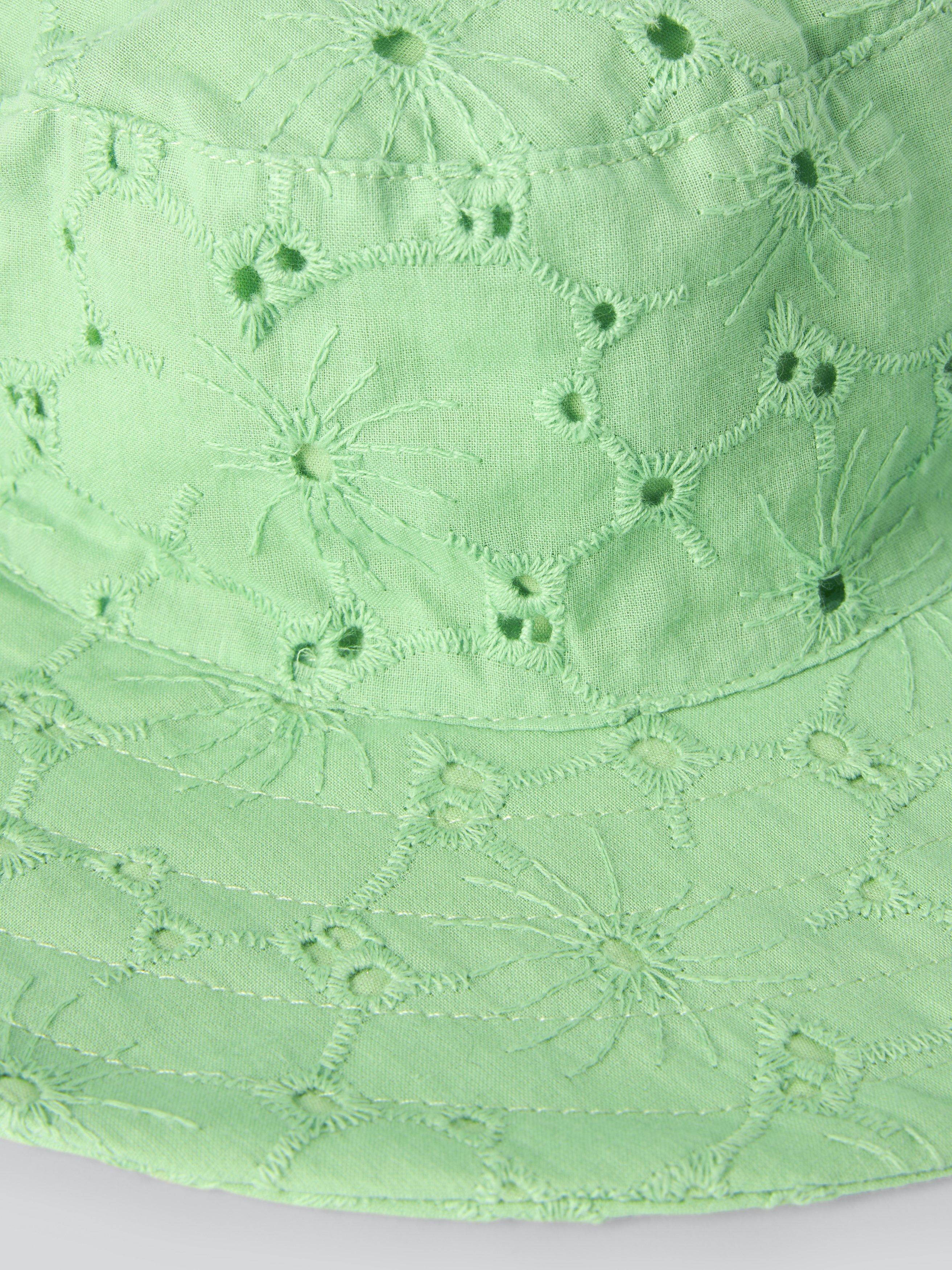 Product image 4 of 4, which shows John Lewis Kids' Broderie Floppy Hat, Green, 9-12 years