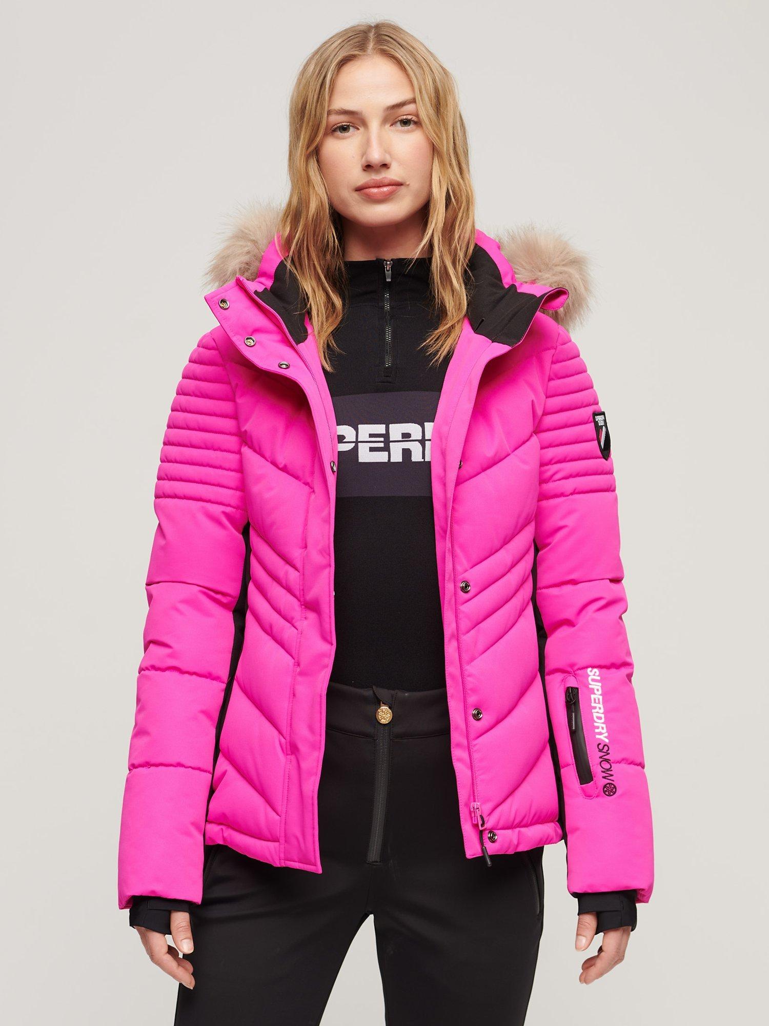 Superdry Ski Luxe Women's Puffer Jacket, Hyper Magenta Pink, 8