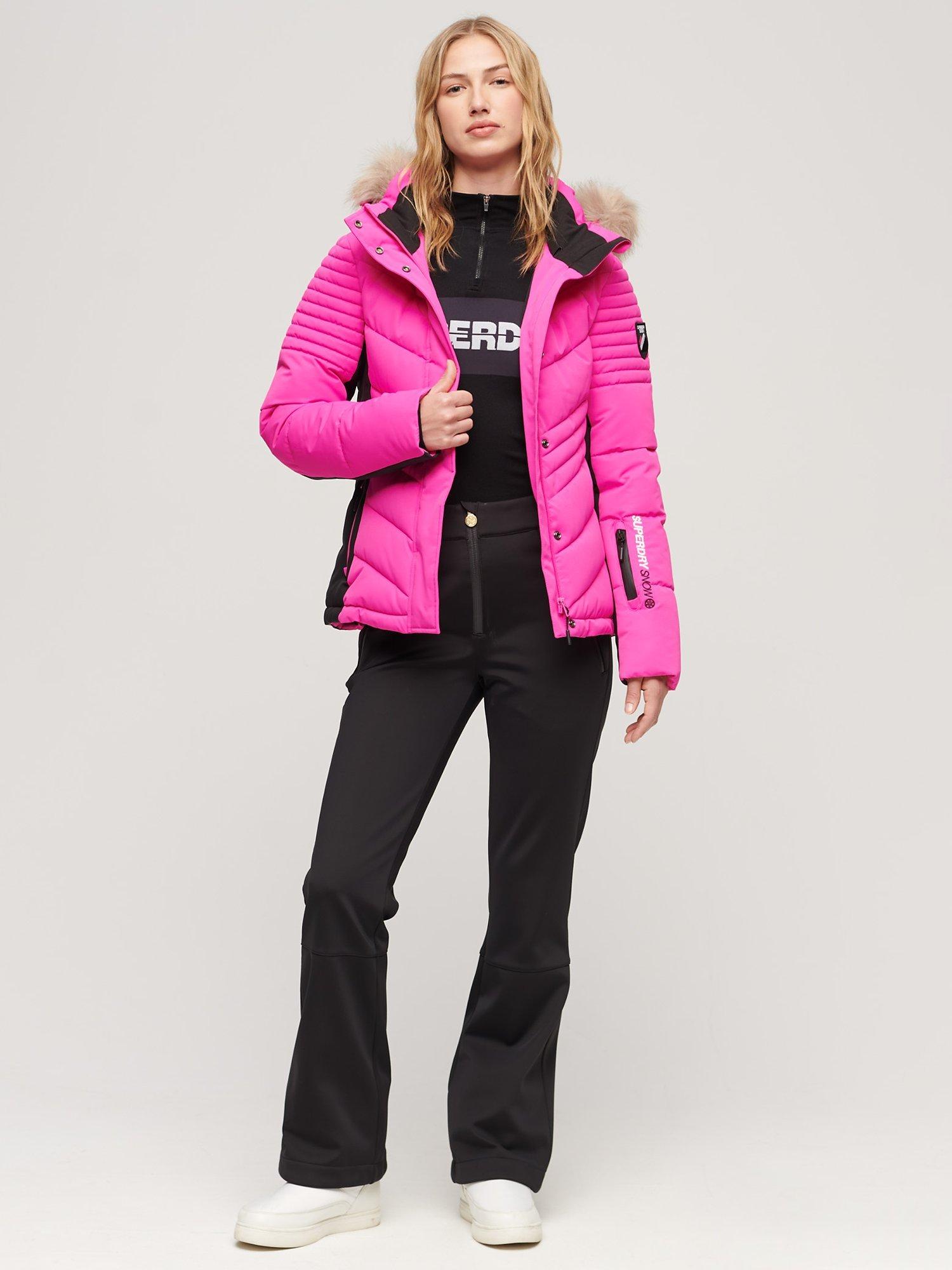 Superdry Ski Luxe Women's Puffer Jacket, Hyper Magenta Pink, 8