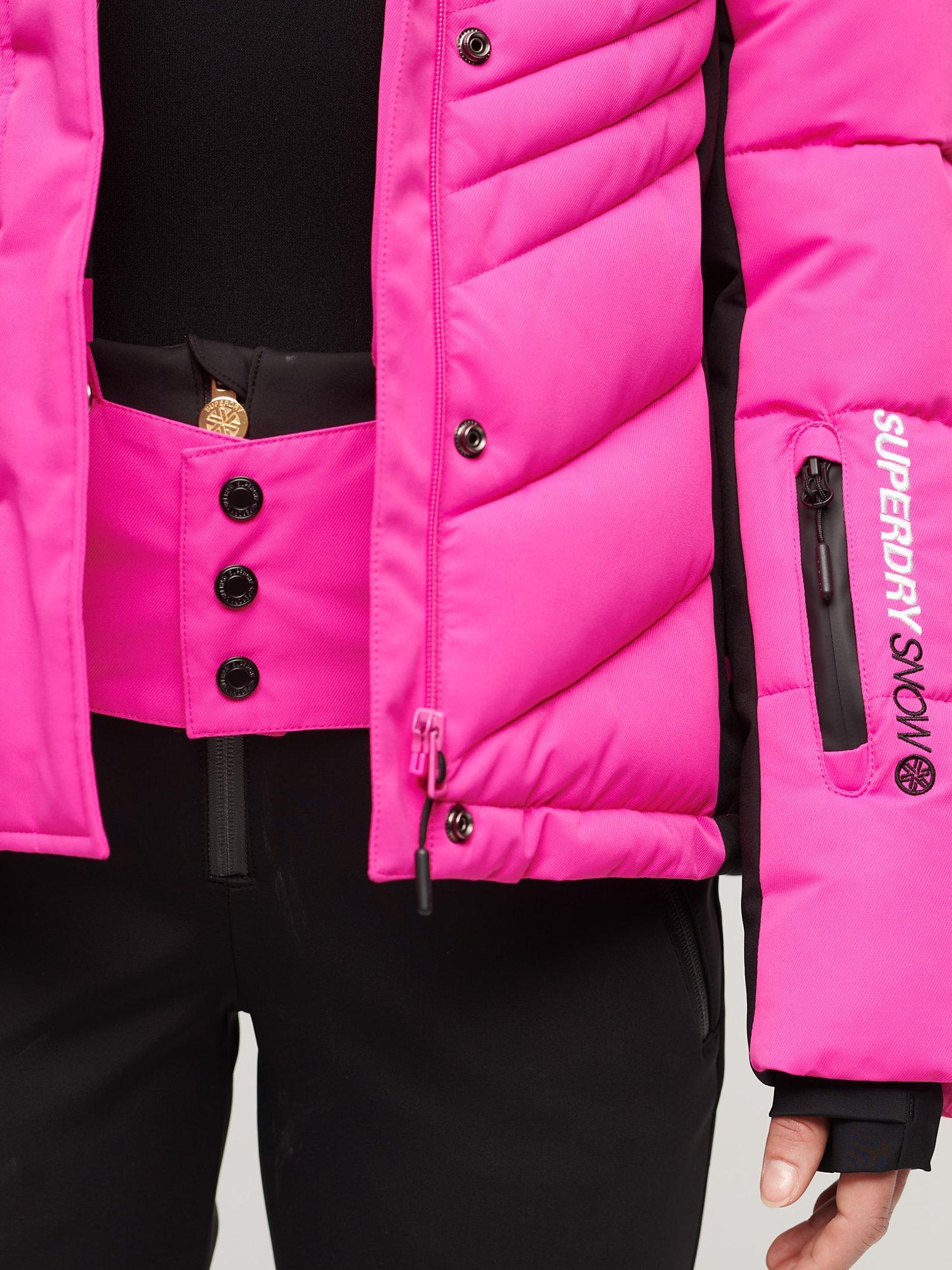 Superdry Ski Luxe Women's Puffer Jacket, Hyper Magenta Pink, 8