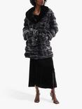 James Lakeland Faux Chinchilla Belted Coat, Black, Black