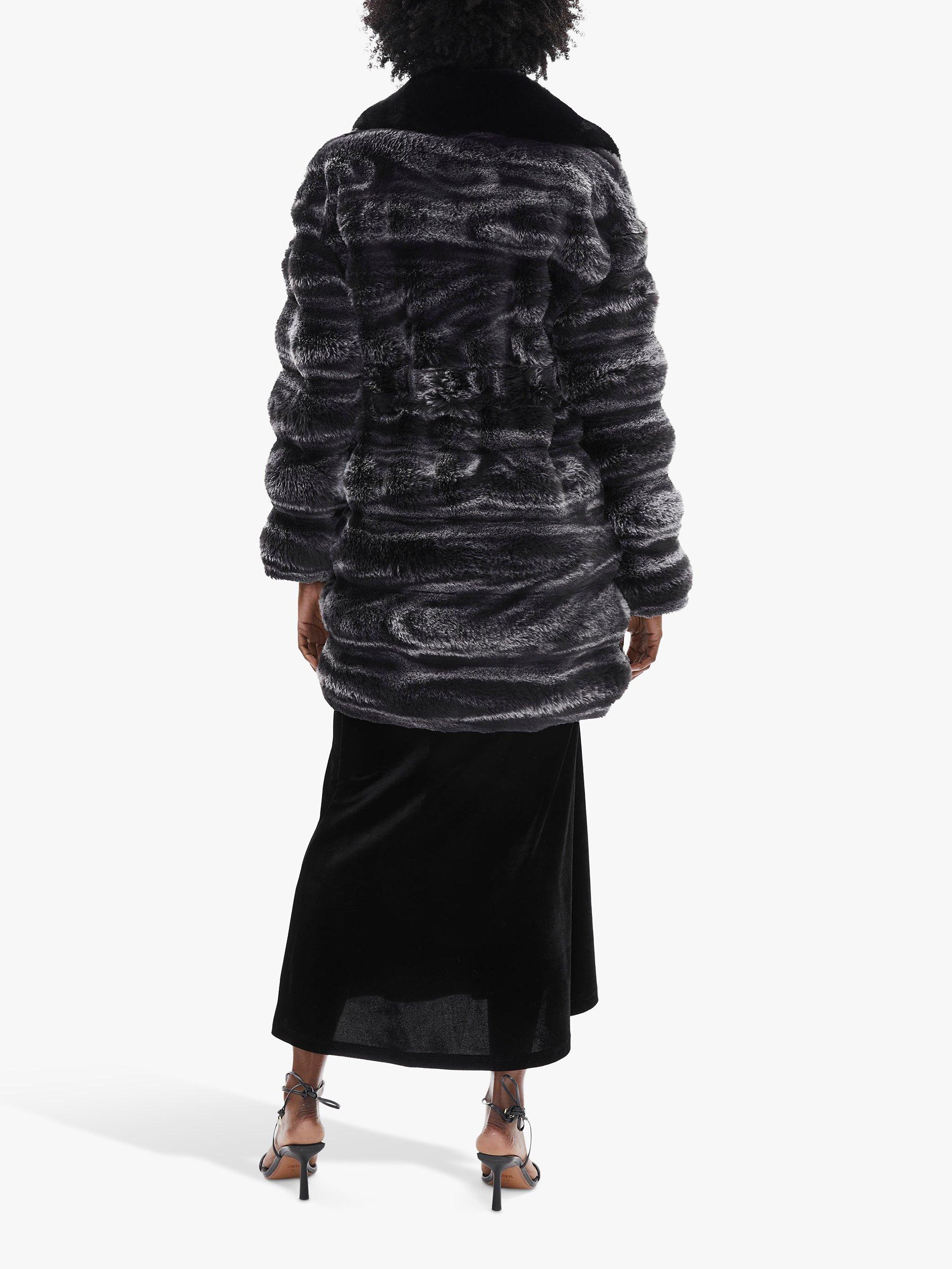Product image 2 of 5, which shows James Lakeland Faux Chinchilla Belted Coat, Black, 10