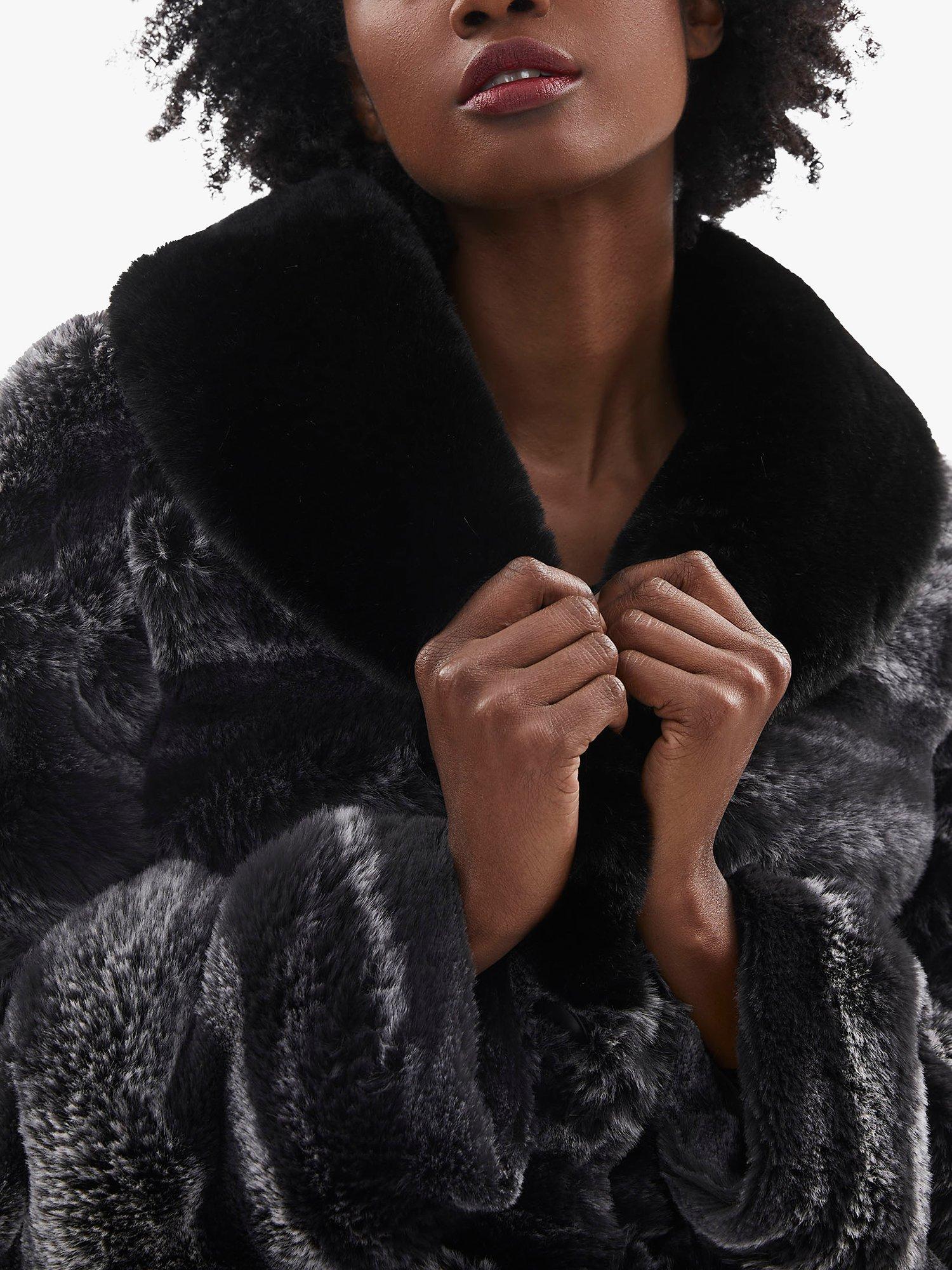 Product image 3 of 5, which shows James Lakeland Faux Chinchilla Belted Coat, Black, 10
