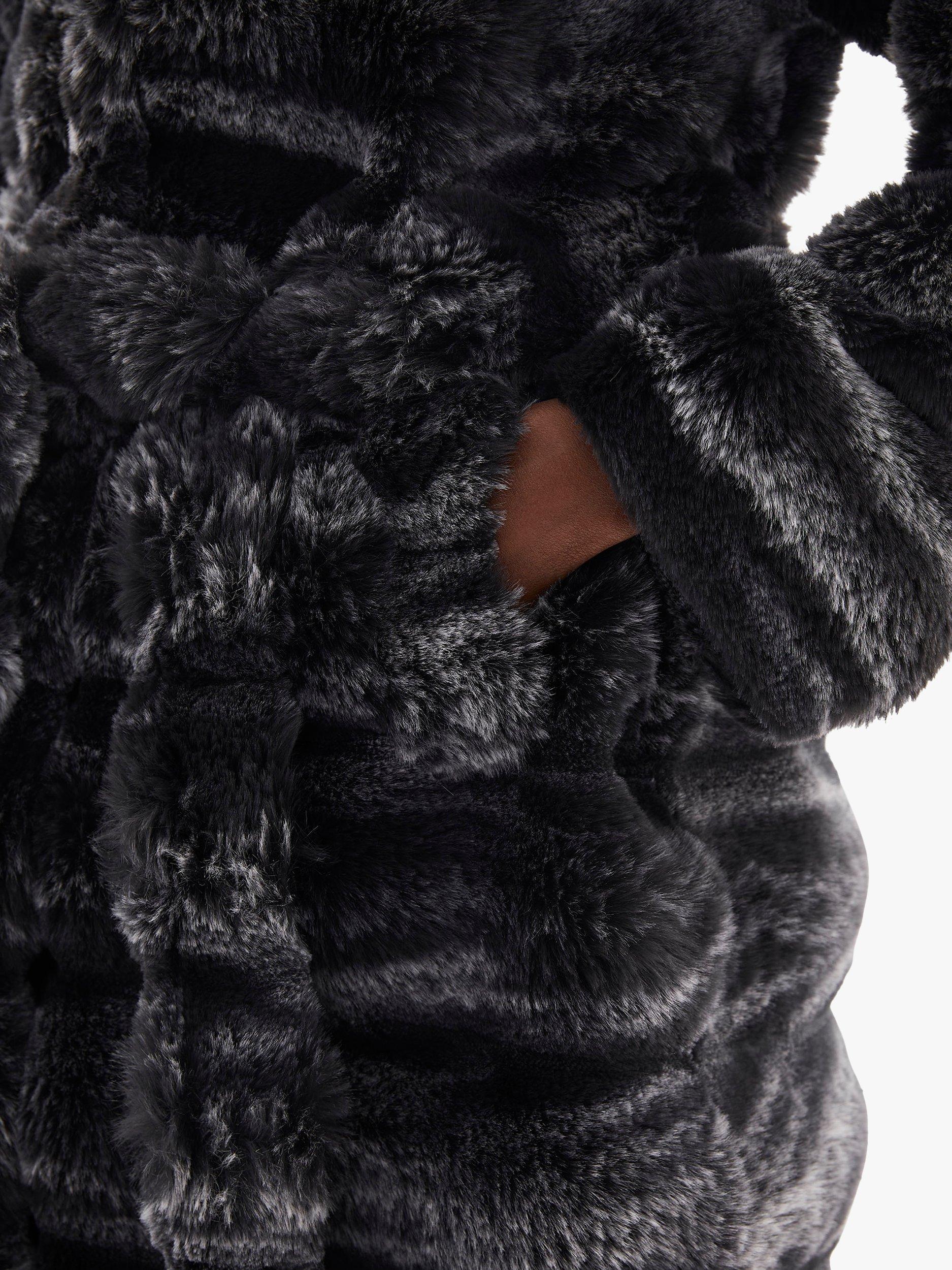 Product image 4 of 5, which shows James Lakeland Faux Chinchilla Belted Coat, Black, 10