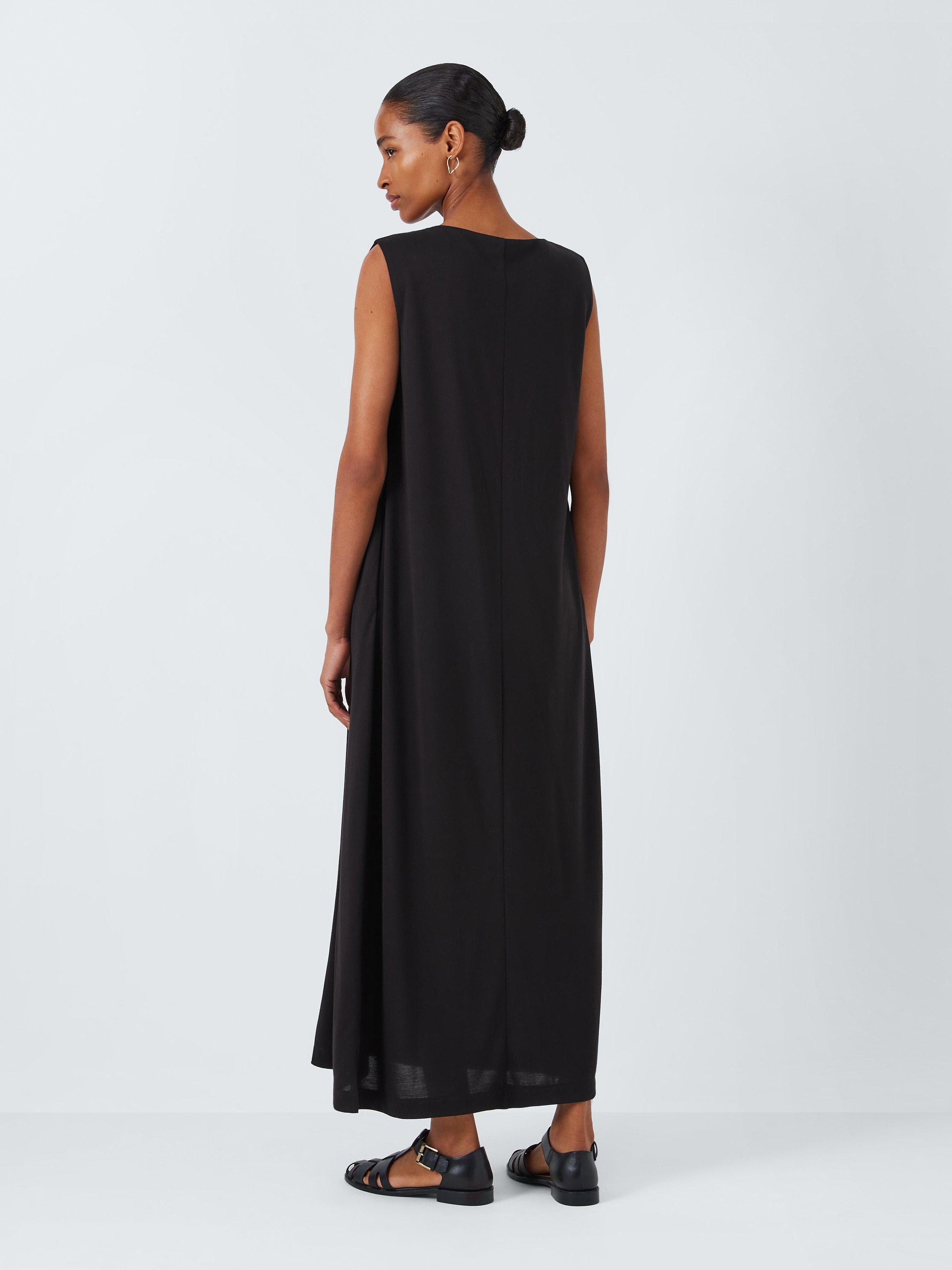 John Lewis Column Drape Jersey Maxi Length Dress Black