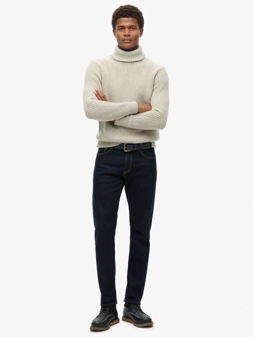 Product image 3 of 5, which shows Superdry Textured Roll Neck Jumper, Light Grey, M