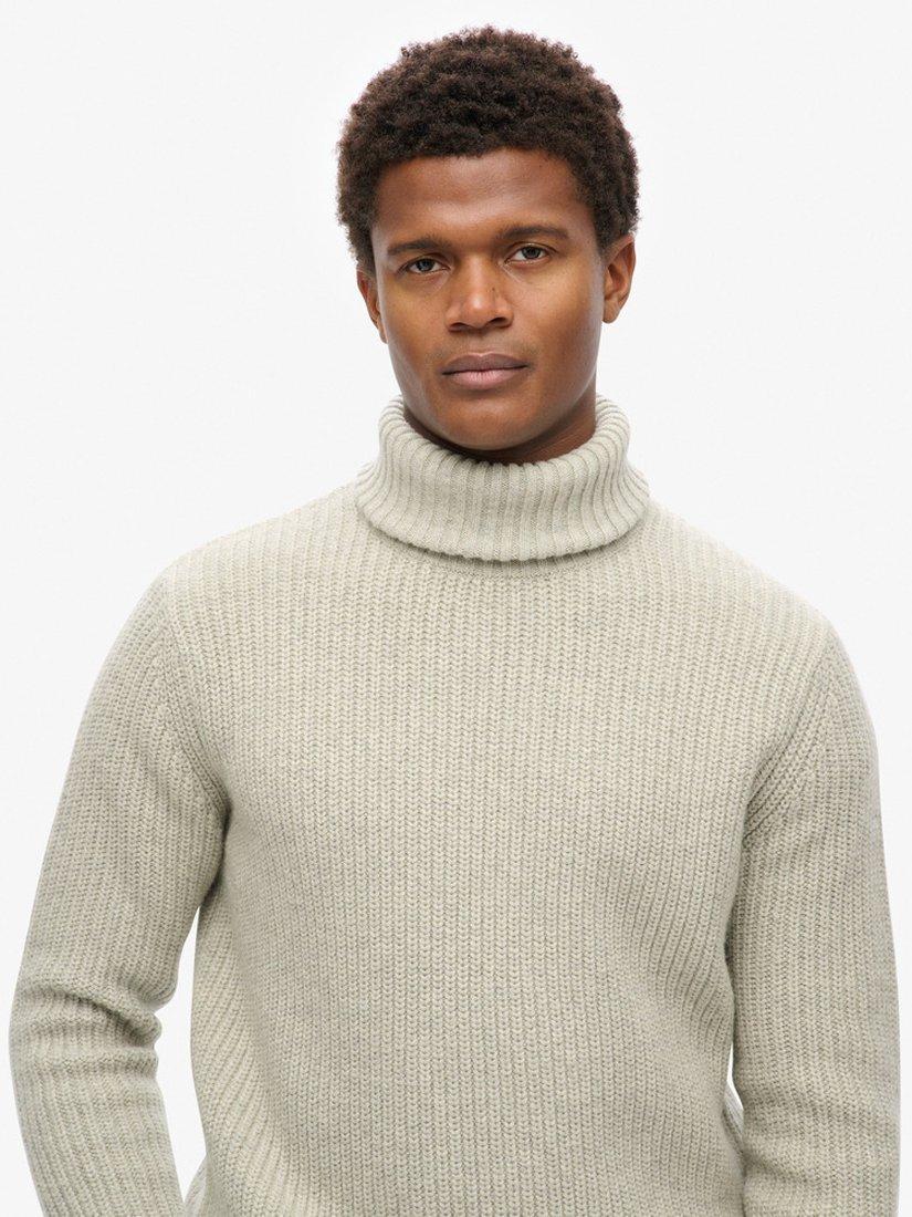 Product image 4 of 5, which shows Superdry Textured Roll Neck Jumper, Light Grey, M