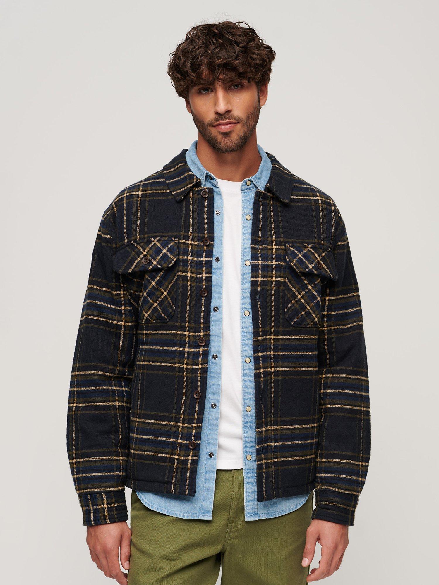 Superdry Surplus Large Check Overshirt, Navy