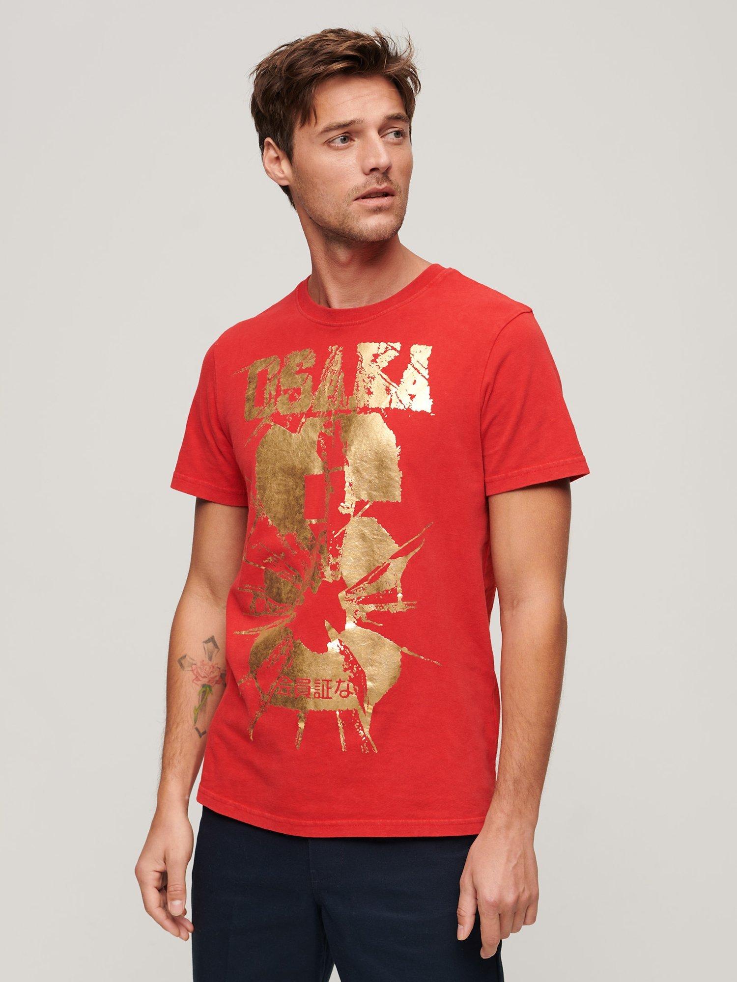 Superdry Osaka 6 Foil Print T-Shirt, Risk Red
