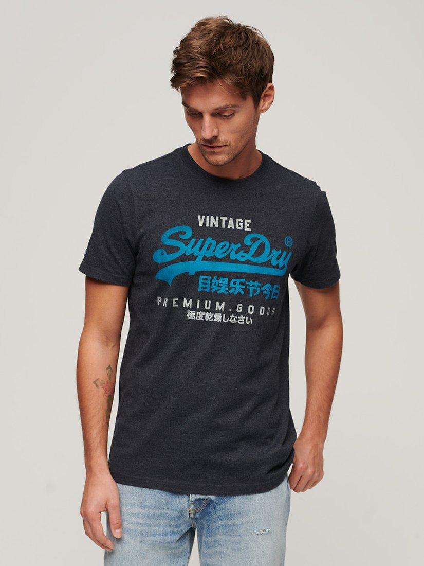 Superdry Vintage Logo Premium Goods T-Shirt, Navy Marl