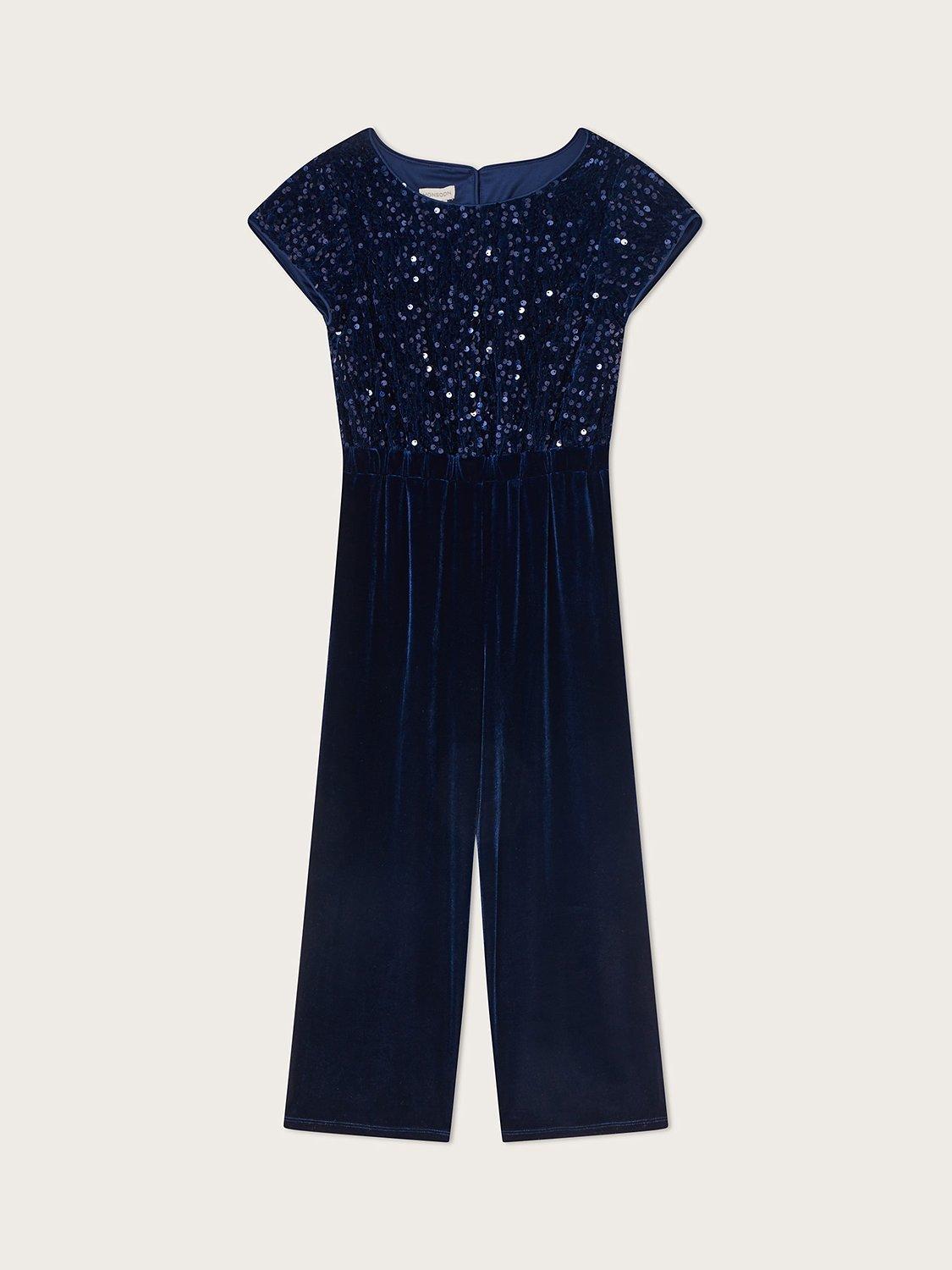 Monsoon Kids Amy Sequin Jumpsuit Navy