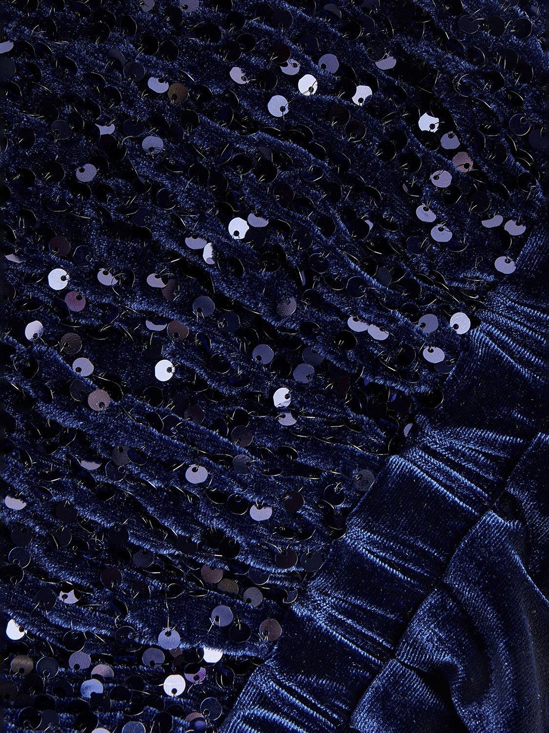 Product image 3 of 3, which shows Monsoon Kids' Amy Sequin Jumpsuit, Navy, 3-4 years