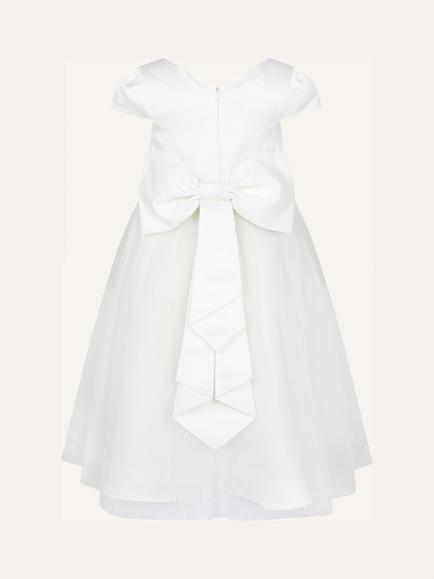 Monsoon Kids' Tulle Bow Bridesmaid Dress, Ivory - view 2, Ivory