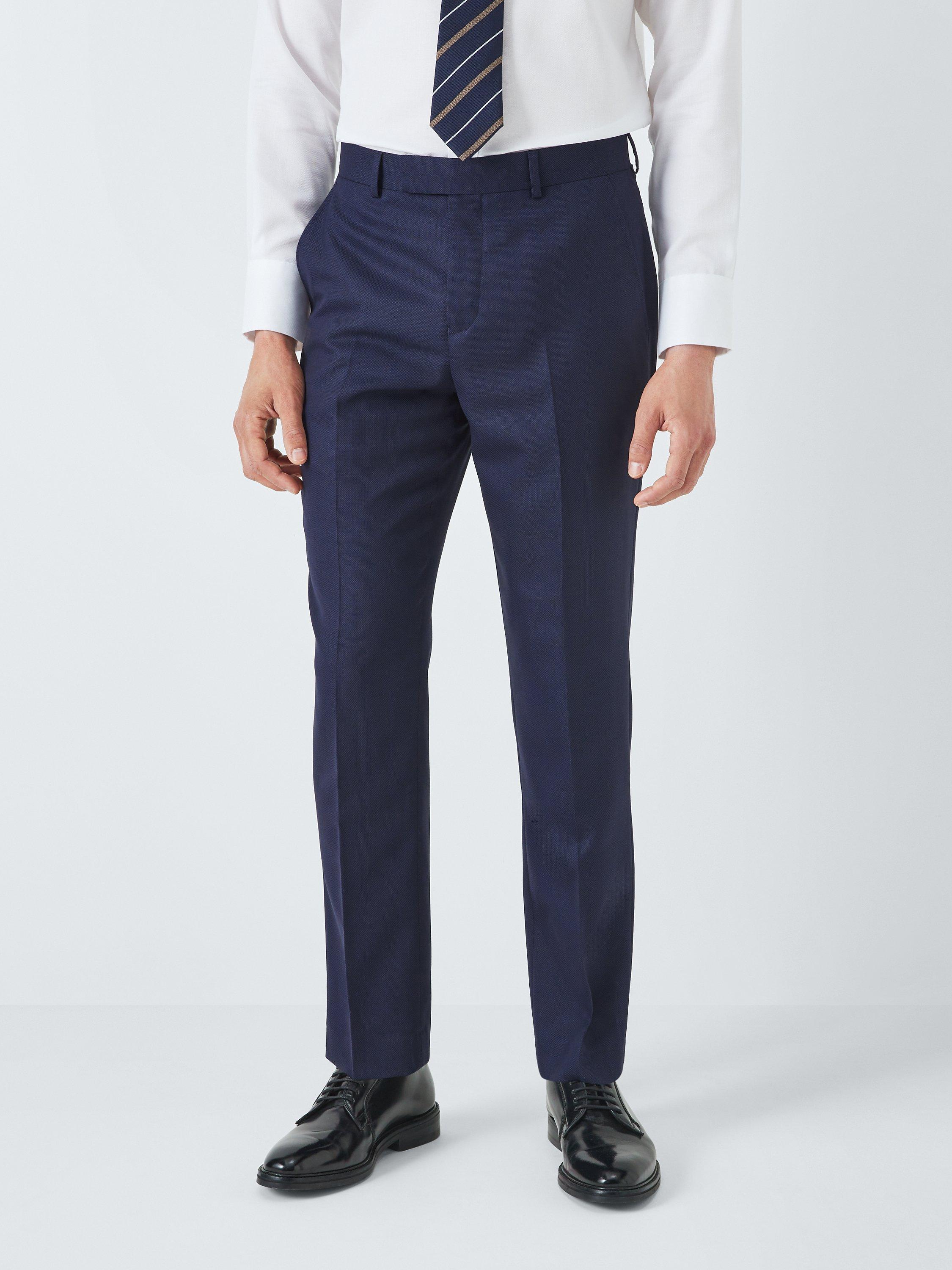 Product image 1 of 7, which shows John Lewis Super 100's Birdseye Regular Suit Trousers, Navy, 40L