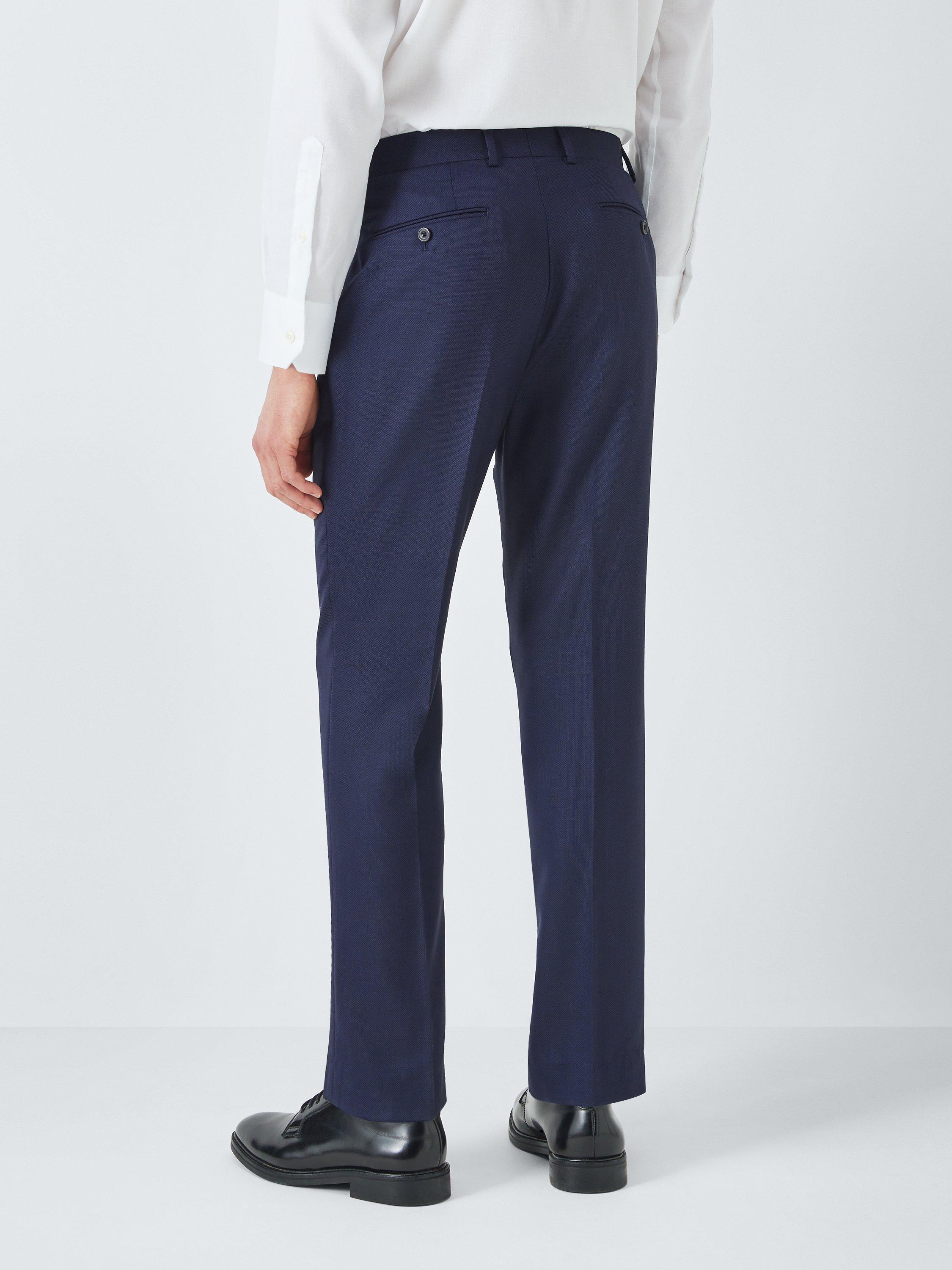 John Lewis Super 100's Birdseye Regular Suit Trousers, Navy, 30R