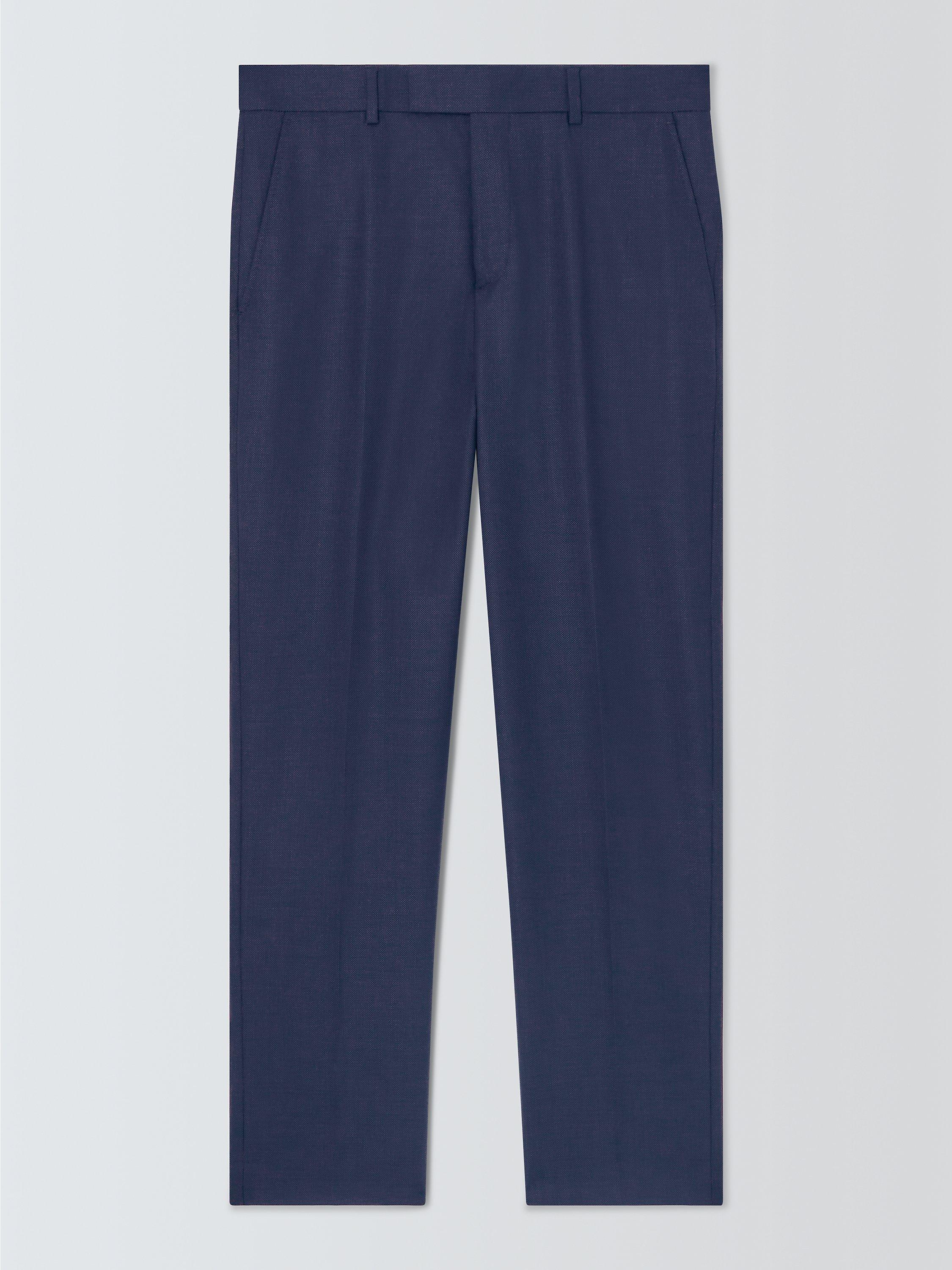 John Lewis Super 100's Birdseye Regular Suit Trousers, Navy, 30R