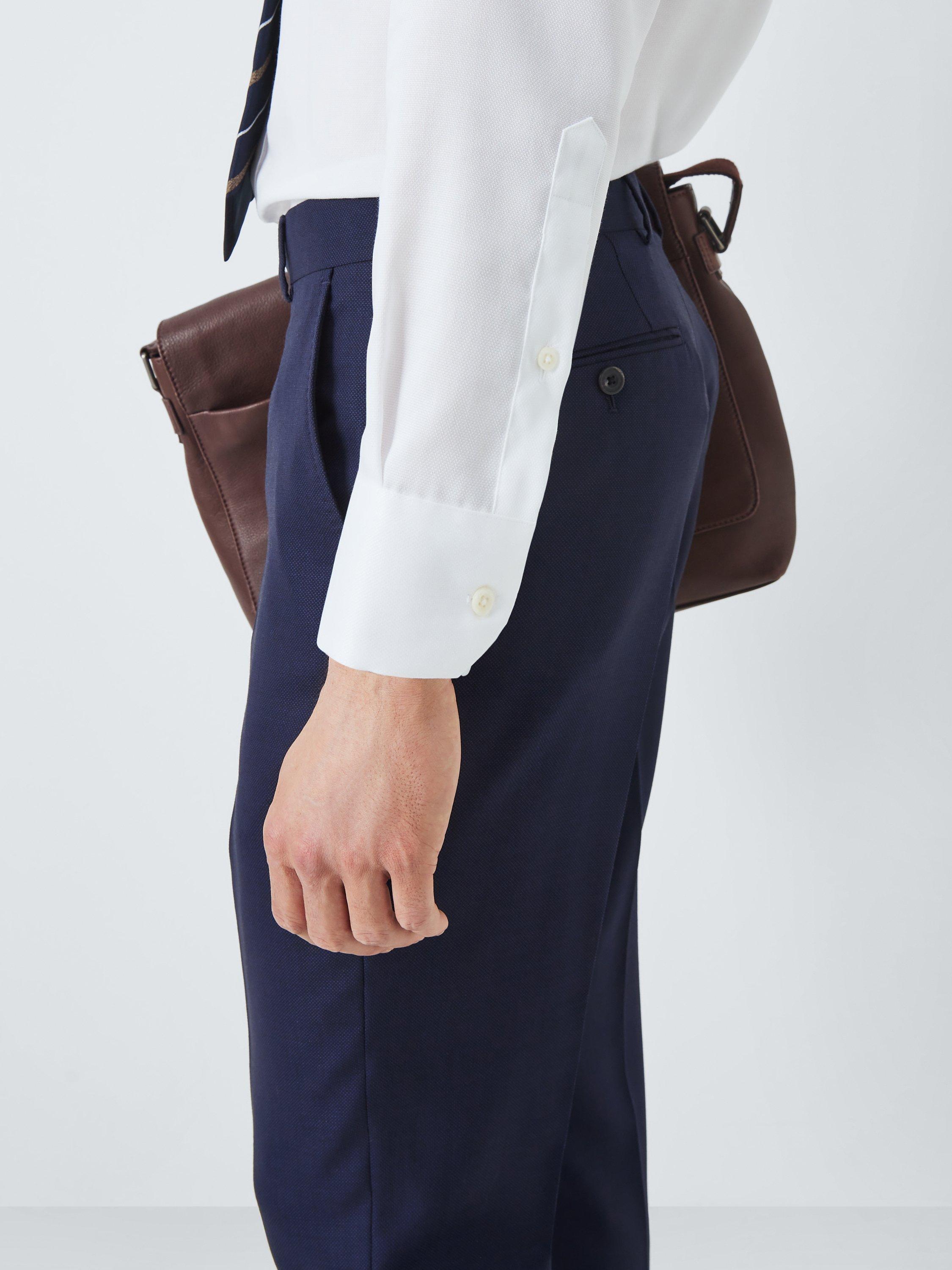 Product image 5 of 7, which shows John Lewis Super 100's Birdseye Regular Suit Trousers, Navy, 40L