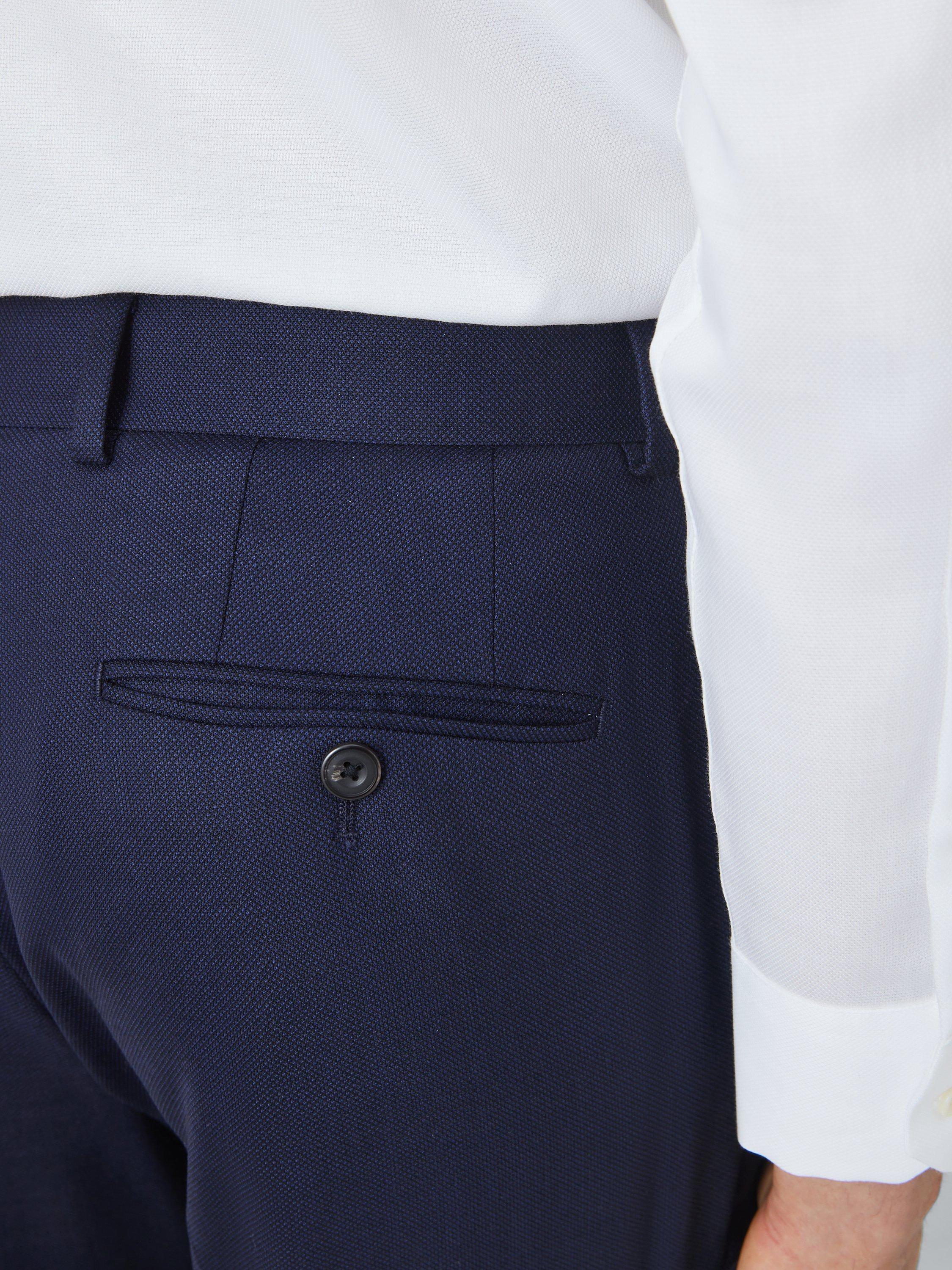 Product image 6 of 7, which shows John Lewis Super 100's Birdseye Regular Suit Trousers, Navy, 40L