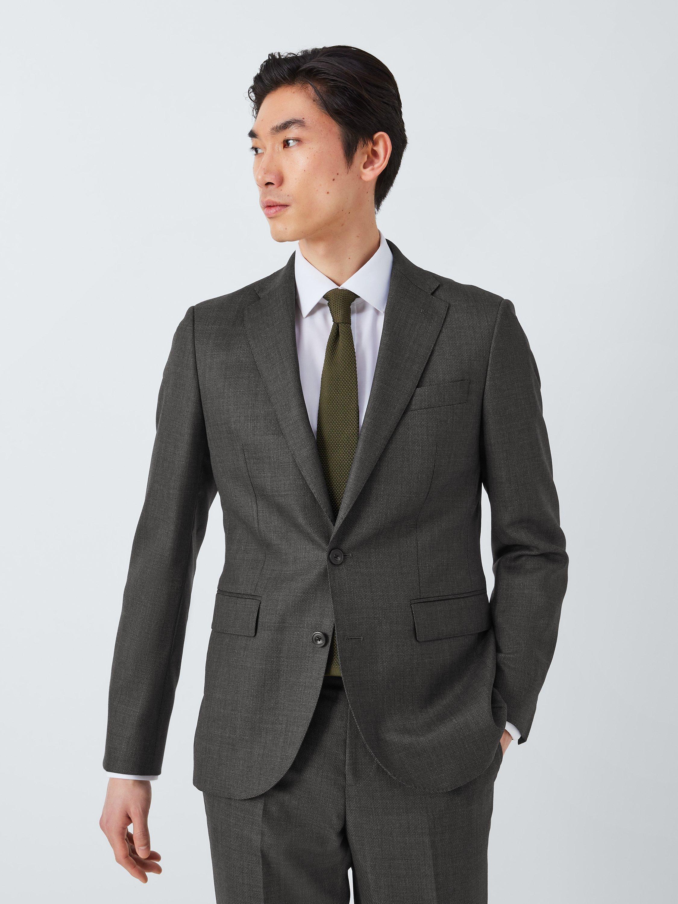 John Lewis Super 100's Birdseye Regular Suit Blazer, Charcoal, 36 R