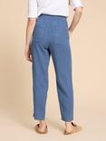 White Stuff Elle Linen Blend Pinstripe Trousers, Blue/White