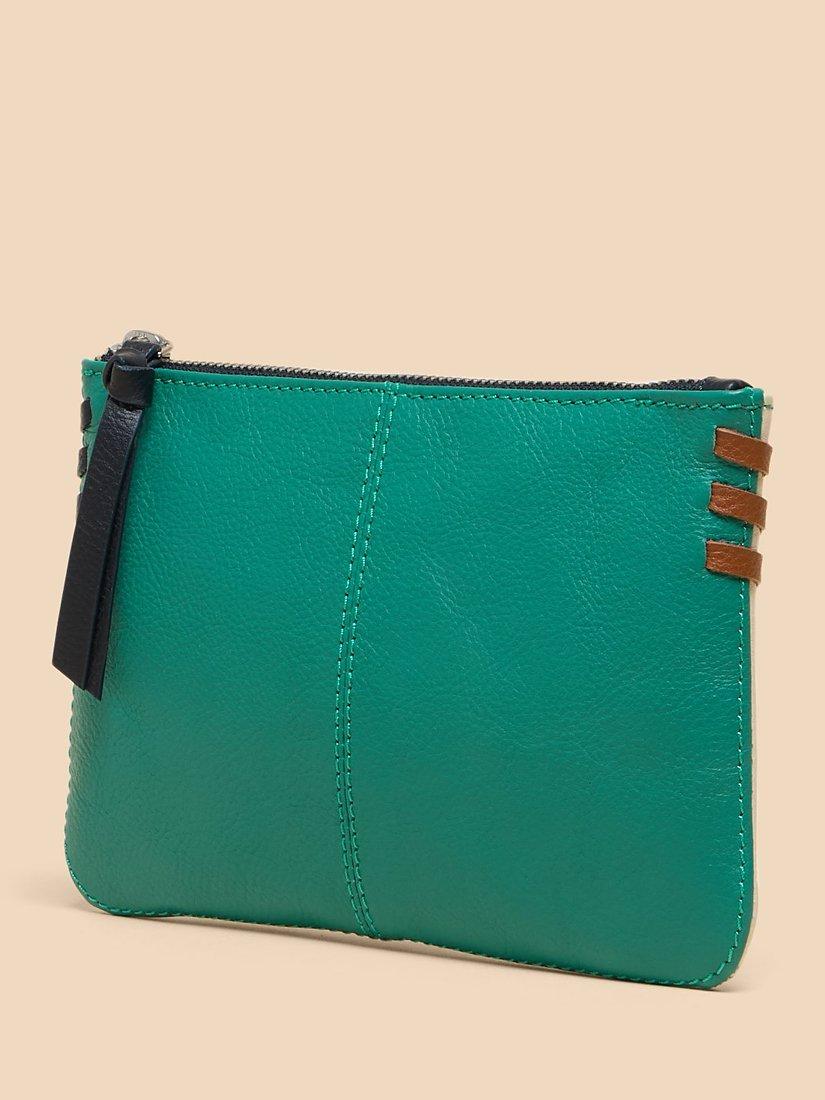 Product image 2 of 4, which shows White Stuff Leather Zip Top Pouch, Natural/Multi