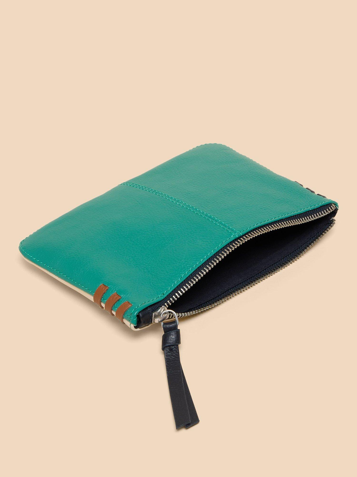 Product image 3 of 4, which shows White Stuff Leather Zip Top Pouch, Natural/Multi