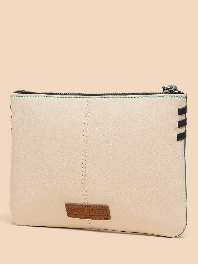 Product image 4 of 4, which shows White Stuff Leather Zip Top Pouch, Natural/Multi