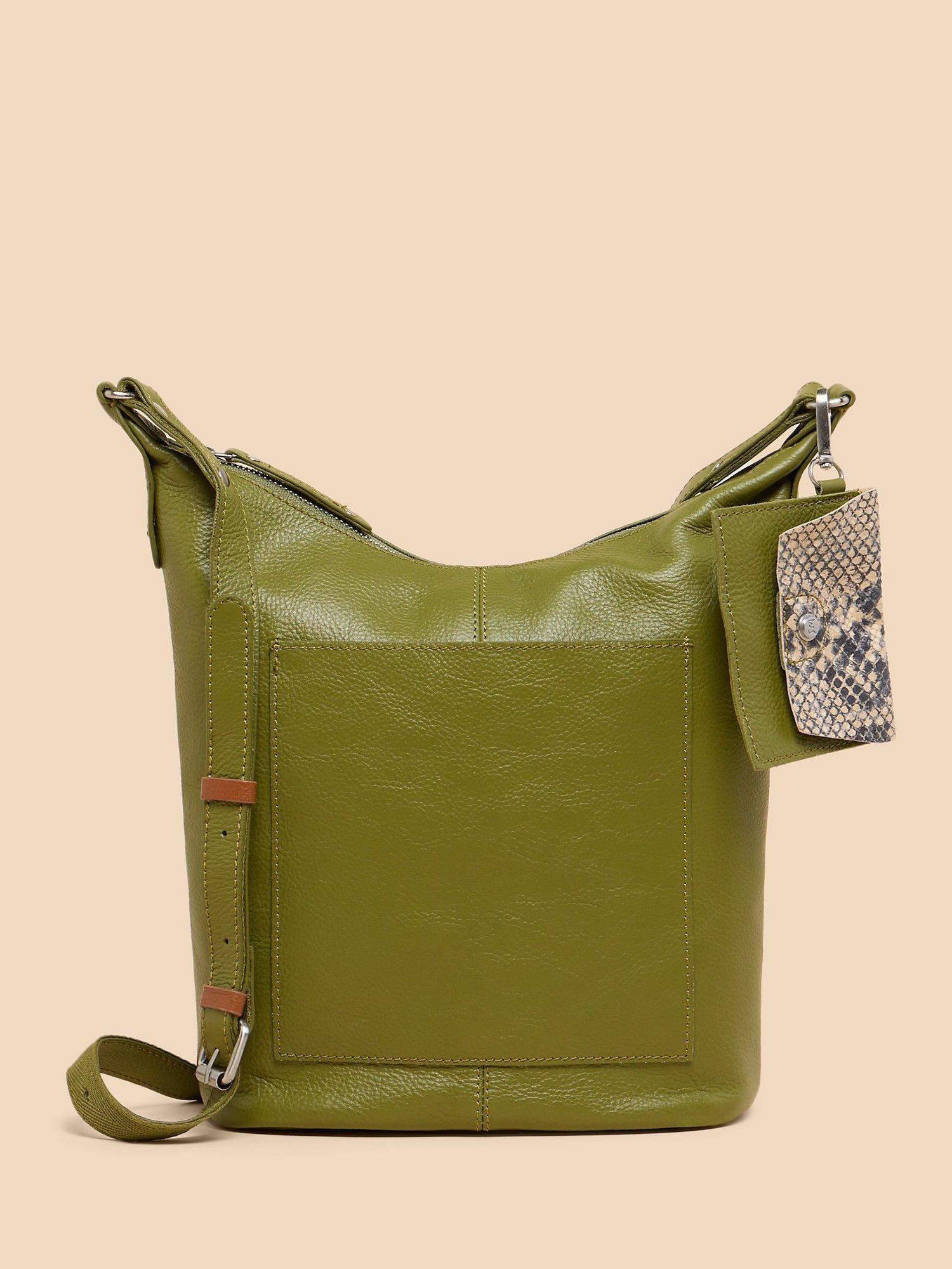 White Stuff Mini Fern Leather Cross Body Bag Mid Green One Size