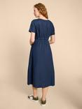 White Stuff Ivy Linen Midi Dress, Dark Navy