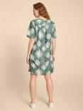 White Stuff June Linen Shift Dress, Green/Multi