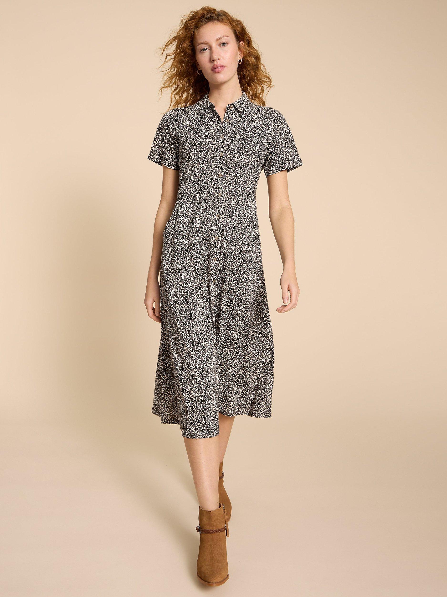 White Stuff Rua Organic Cotton Jersey Shirt Dress Multi
