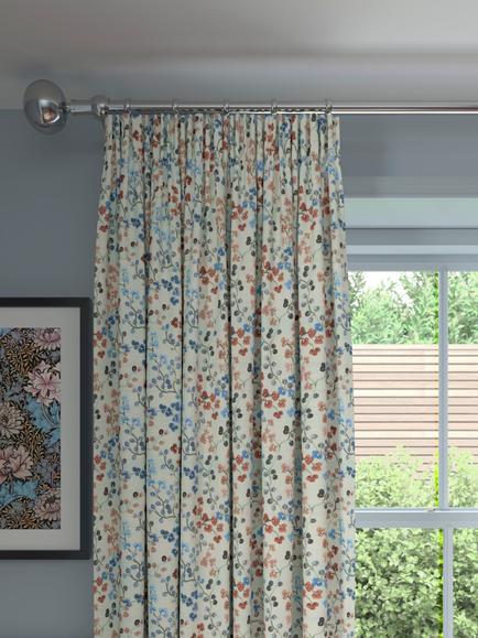 John Lewis Clover Print Pair Blackout/Thermal Lined Pencil Pleat Curtains, Multi, Multi