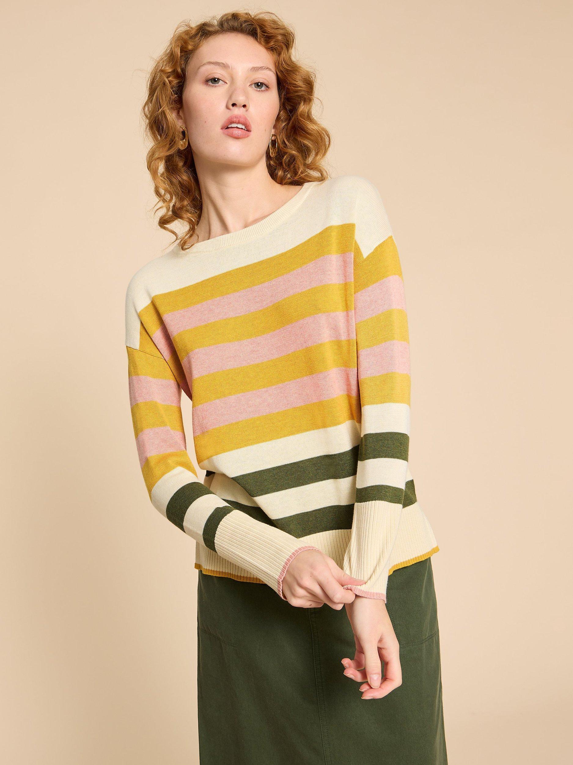 White Stuff Olive Striped Jumper, Natural/Multi