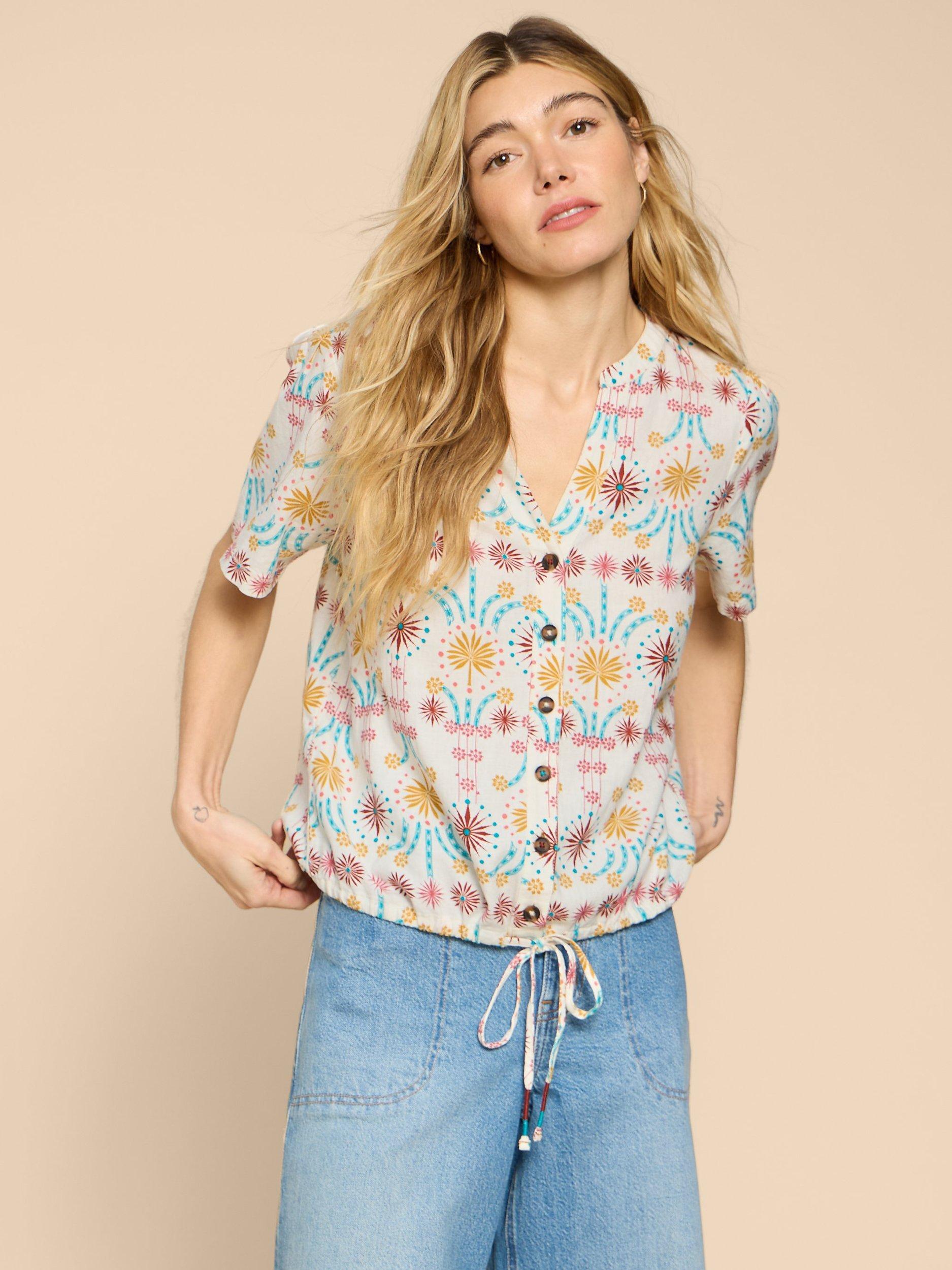 Product image 1 of 7, which shows White Stuff Ferne Linen Blend Shirt, Multi, 22