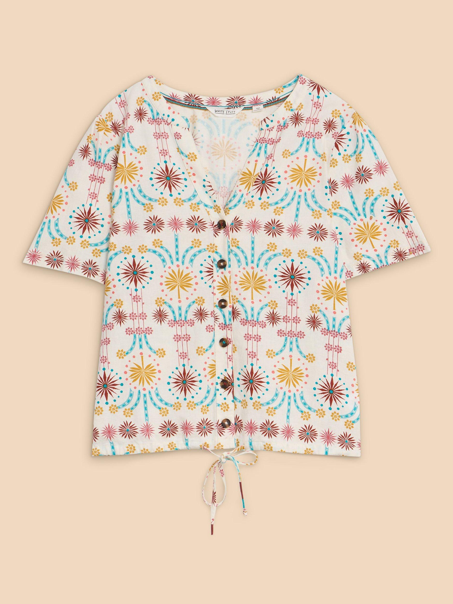 Product image 5 of 7, which shows White Stuff Ferne Linen Blend Shirt, Multi, 22