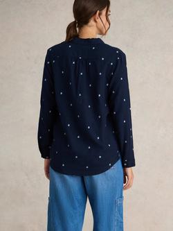 White Stuff Sophie Organic Cotton Blend Heart Print Shirt - view 2, Dark Navy