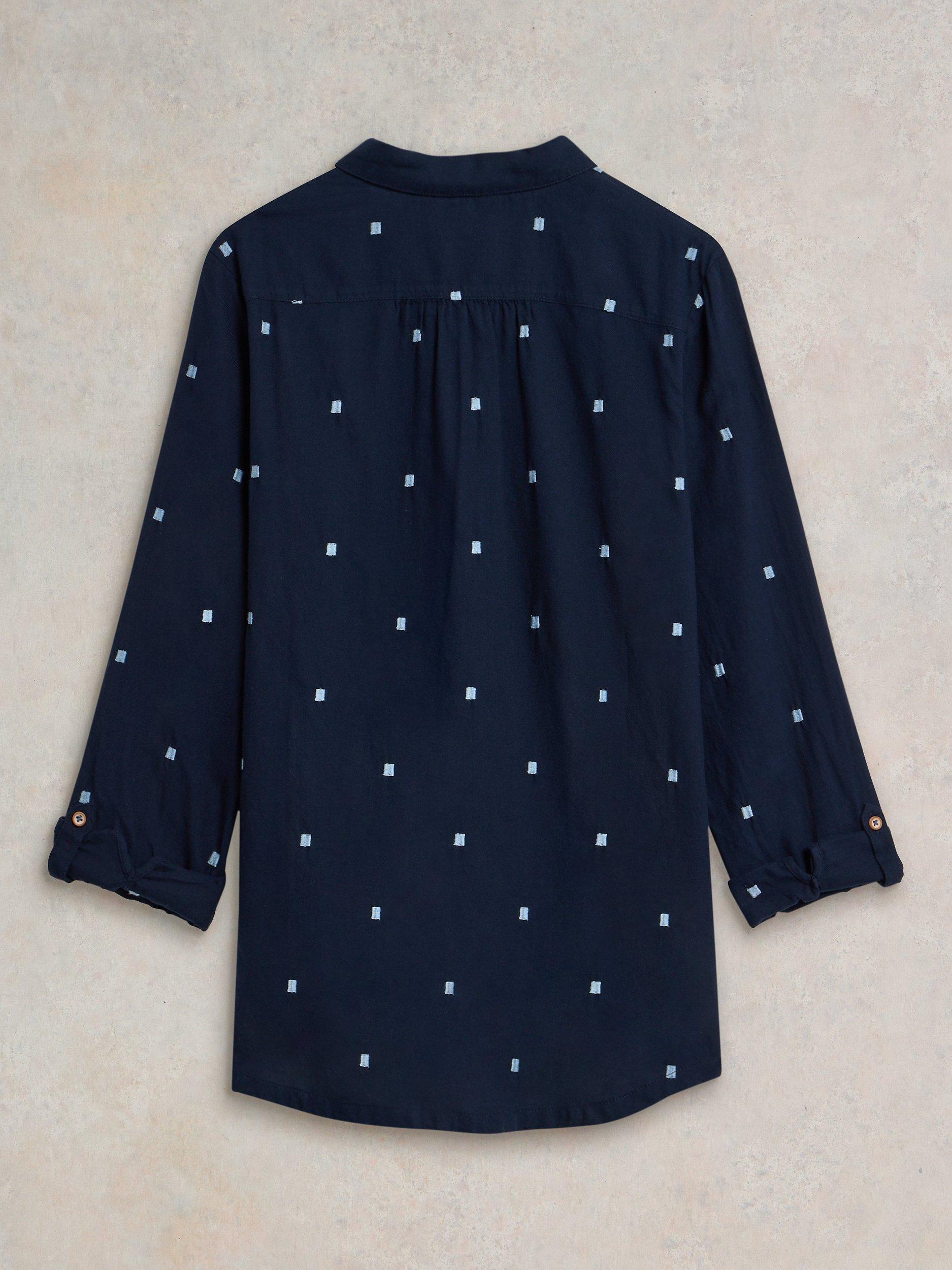 Product image 7 of 7, which shows White Stuff Sophie Organic Cotton Blend Heart Print Shirt, Dark Navy, 6