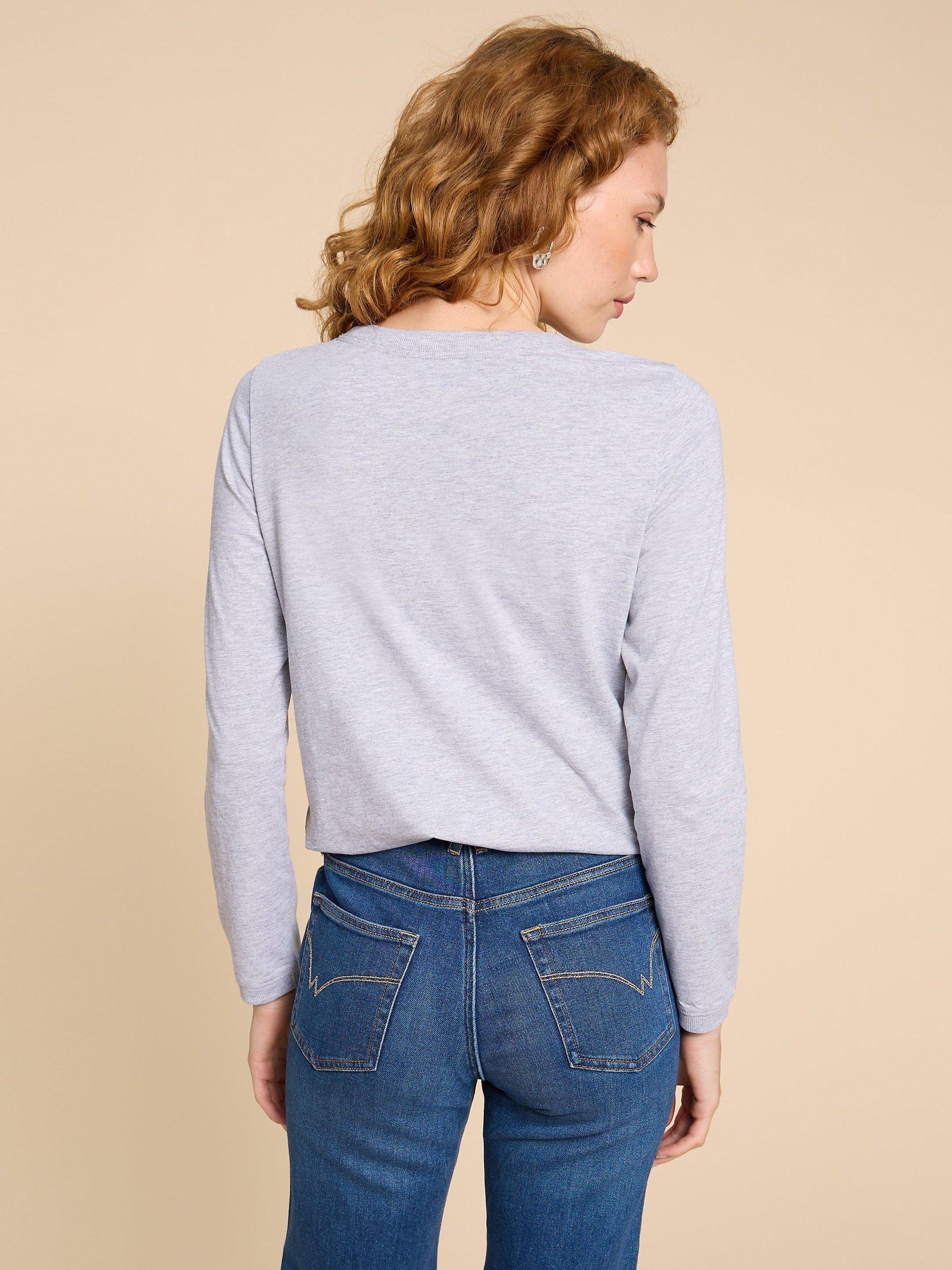 Product image 3 of 7, which shows White Stuff Clara Long Sleeve T-Shirt, Grey Marl, 10