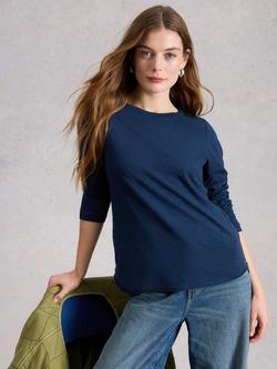 White Stuff Clara Plain Jersey Top, Dark Navy