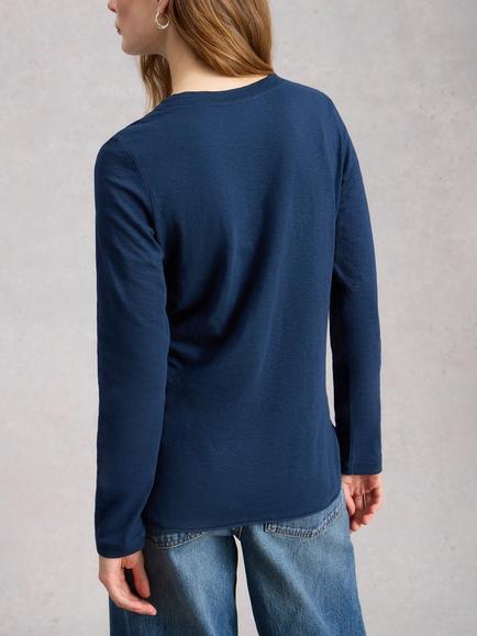 White Stuff Clara Plain Jersey Top - view 2, Dark Navy