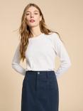 White Stuff Clara Plain Jersey Top, Brilliant White