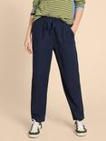 White Stuff Elle Linen Blend Trousers, Dark Navy