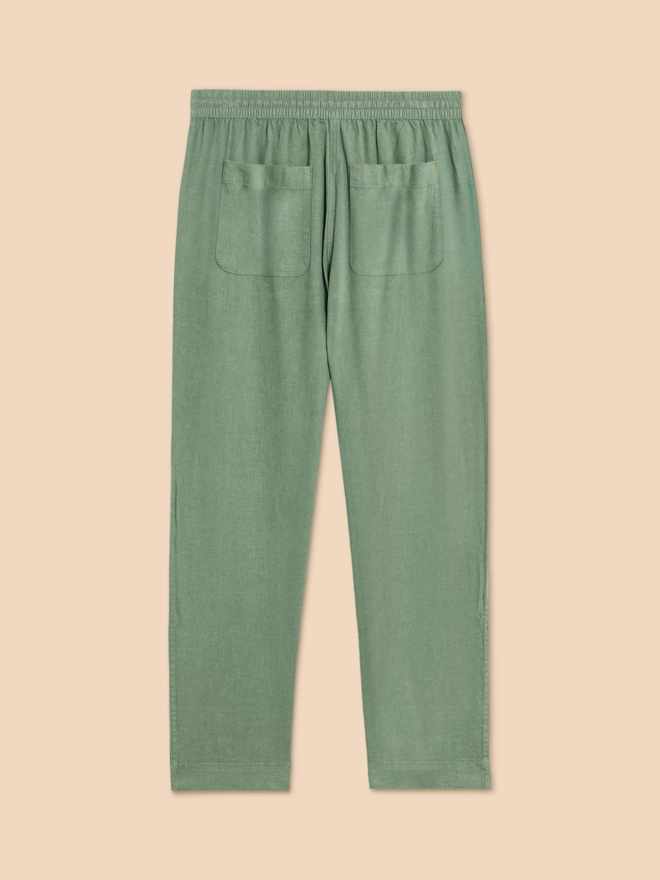 White Stuff Elle Linen Blend Trousers, Mid Green, 10