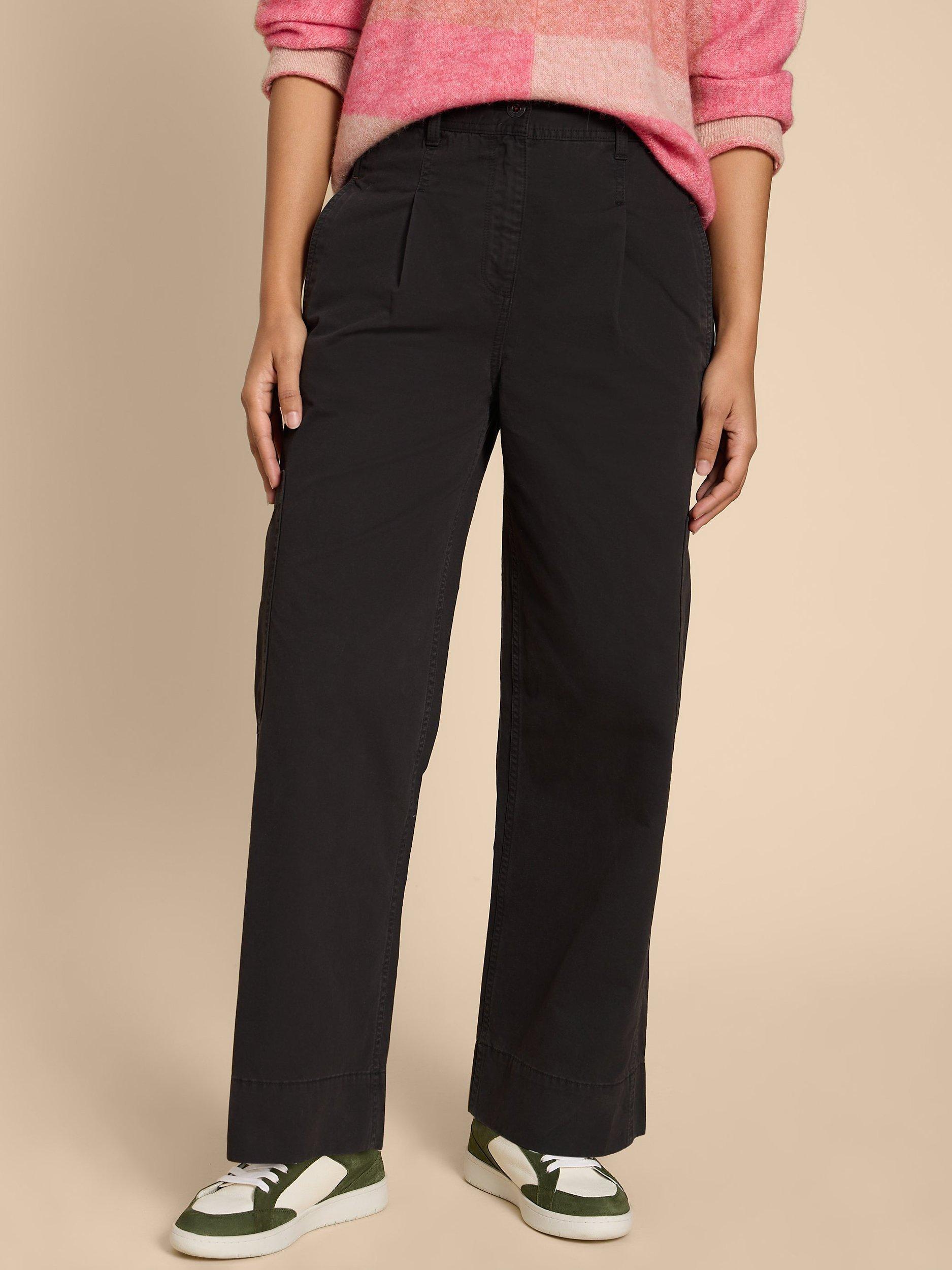 White Stuff Carlie Wide Leg Cargo Trousers, Black