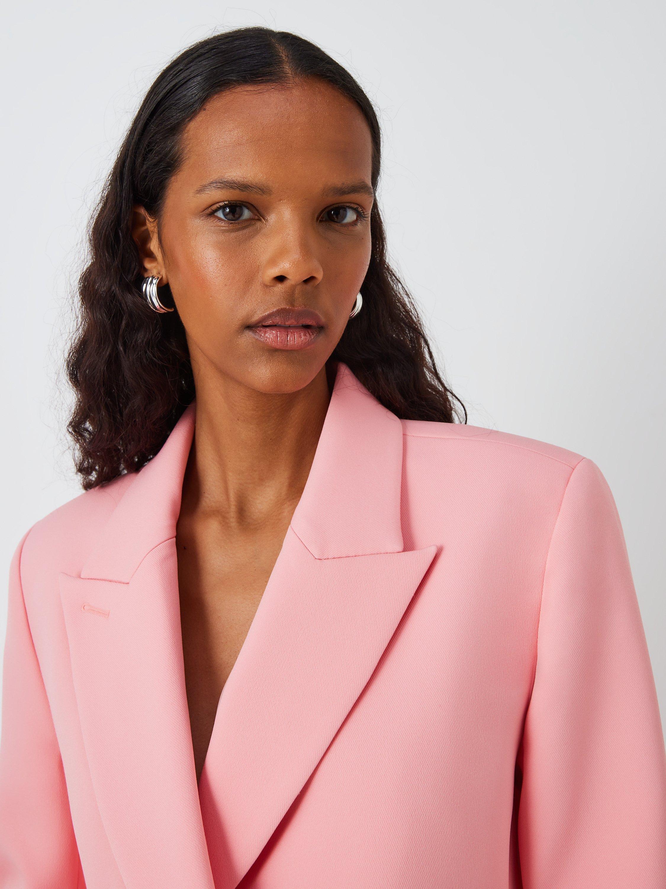 Product image 5 of 6, which shows Equipment Ori Double Breasted Cropped Boxy Jacket, Flamingo Pink, XS
