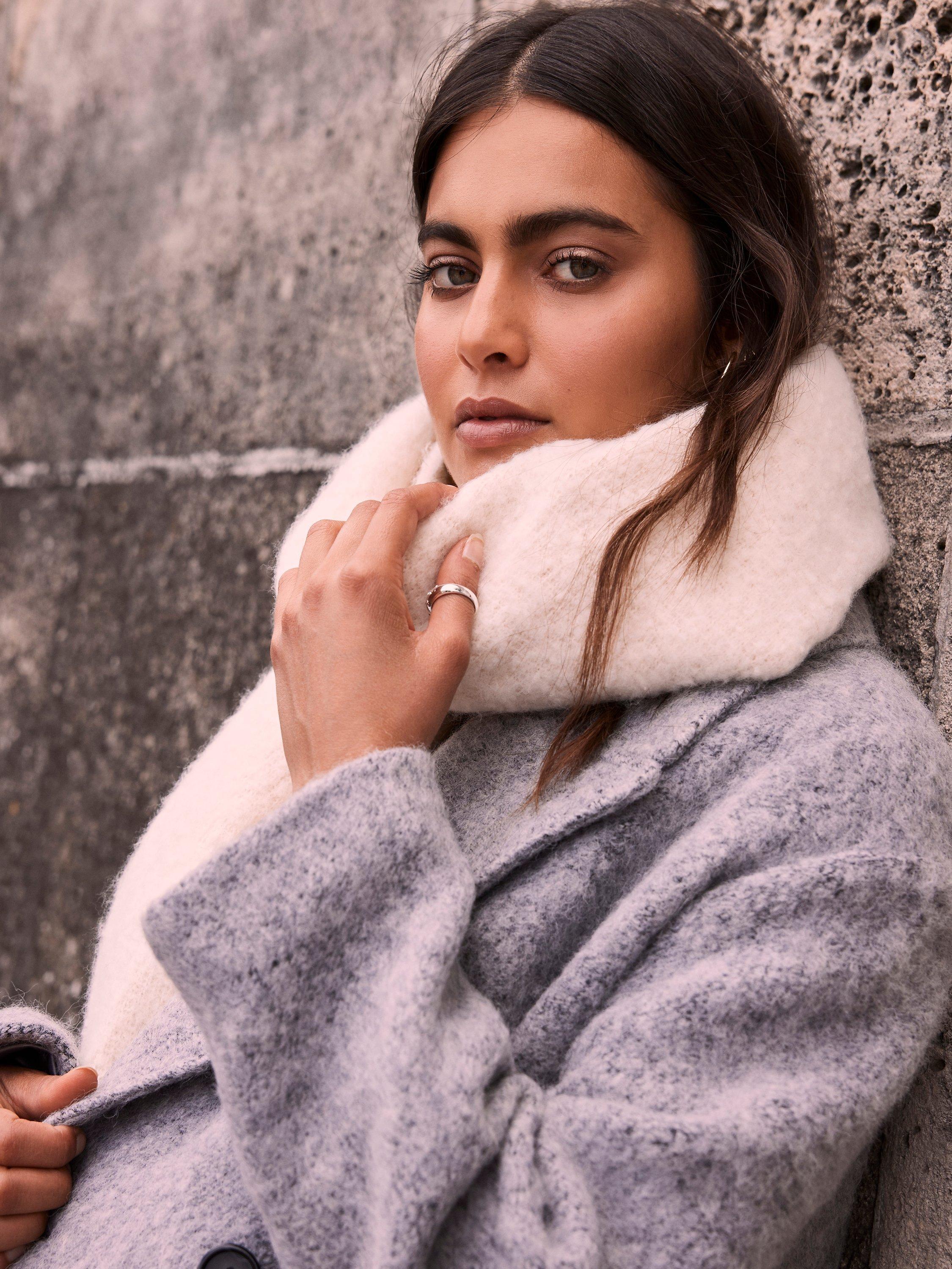 Mint Velvet Heavyweight Knit Scarf, Cream